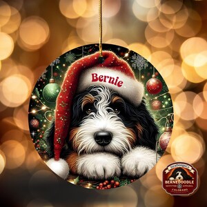 Adorno navideño de Bernedoodle para Papá Noel, recuerdo personalizado para perros / Cerámica por sublimación / Decoración navideña de doble cara de 7,6 cm imagen 18