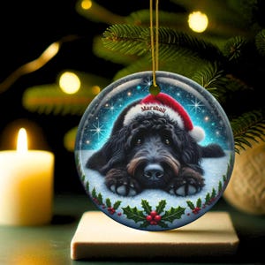 Personalized Black Doodle Dog Christmas Ornament - Festive Ceramic Decoration | Sublimation | 3 Inch Custom Pet Tree Keepsake image 19