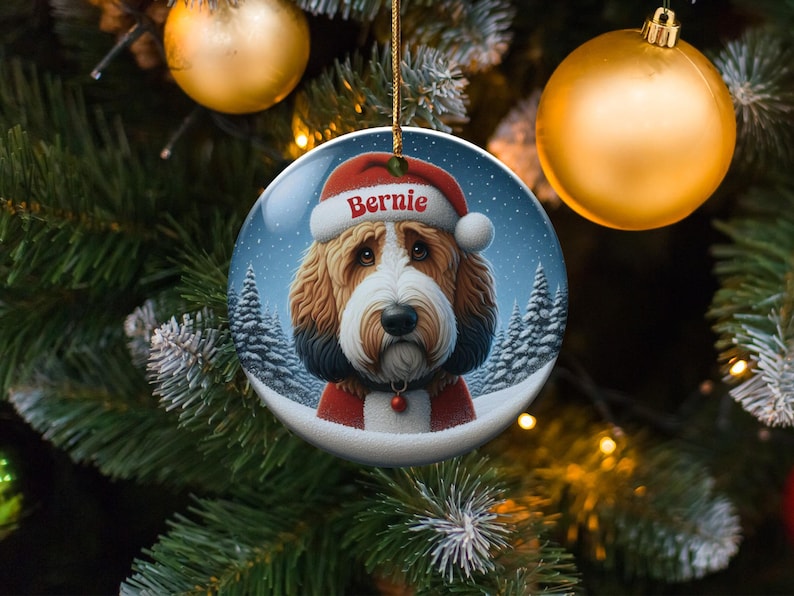 Personalized Dog Christmas Ornament, Custom Pet Portrait Holiday Decoration, Unique Keepsake Gift for Pet Lovers, Dog Lover Ornament