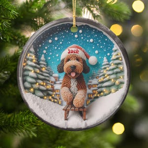 Christmas Dog Ornament, Personalized Pet Keepsake, Custom Dog Christmas Tree Decor, Cute Holiday Gift for Dog Lovers