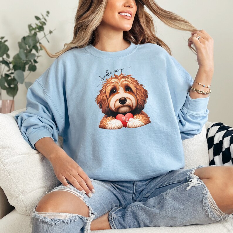 Personalized Red Bernedoodle Sweatshirt, Front and Back Design, Doodle Mom, Dog Lover Gift, Dog Mama, Tri-Fade Doodle Dog, Custom Dog Design