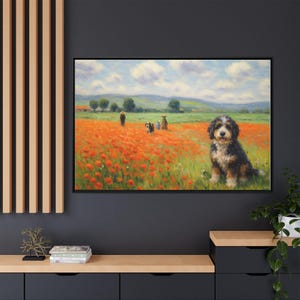 Bernedoodle Dog Art Print In A Monet-style: Framed Canvas Wall Decor image 7