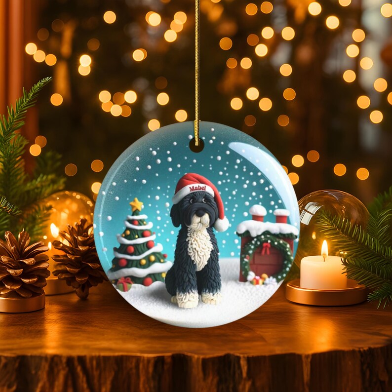 Bernedoodle Ornament, Custom Pet Christmas Decor | Sublimation | 3 Inch 2 Sided Ceramic Heirloom Gift For Dog Lover image 7