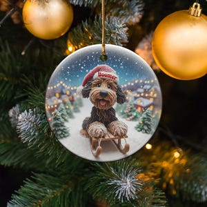 Personalized Christmas Dog Ornament, Custom Pet Name Holiday Decoration, Unique Gift for Dog Lovers, Christmas Tree Ornament