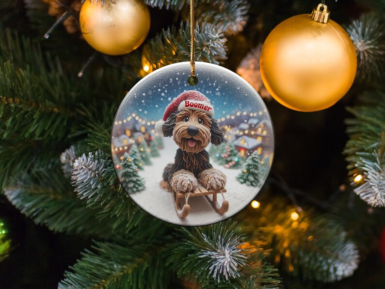 Personalized Christmas Dog Ornament, Custom Pet Name Holiday Decoration, Unique Gift for Dog Lovers, Christmas Tree Ornament