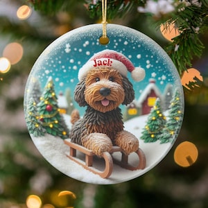 Christmas Dog Ornament, Personalized Dog Christmas Tree Decoration, Custom Name Dog Ornament, Holiday Pet Ornament, Dog Lover Gift
