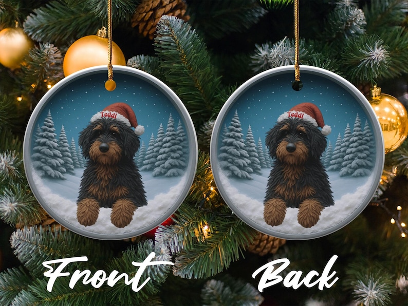 Personalized Dog Christmas Ornament, Double Sided Custom Pet Ornament, Holiday Dog Gift, Christmas Tree Decorations