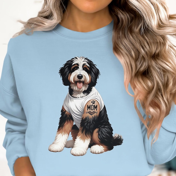 Bernedoodle Mom Tattoo Graphic Sweatshirt, Doodle Dog Lover Gift