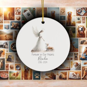 Personalized Welsh Corgi Memorial, Watercolor Design, Pet's Name, Custom Gift, Personalized Pet Tribute Ceramic Ornament, Pet Loss Gift