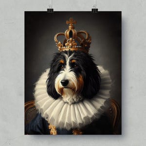 Royal Dog Portrait, King Dog Art Print, Majestic Pet Wall Decor, Dog Lover Gift, Canine Royalty Poster, Regal Dog Painting