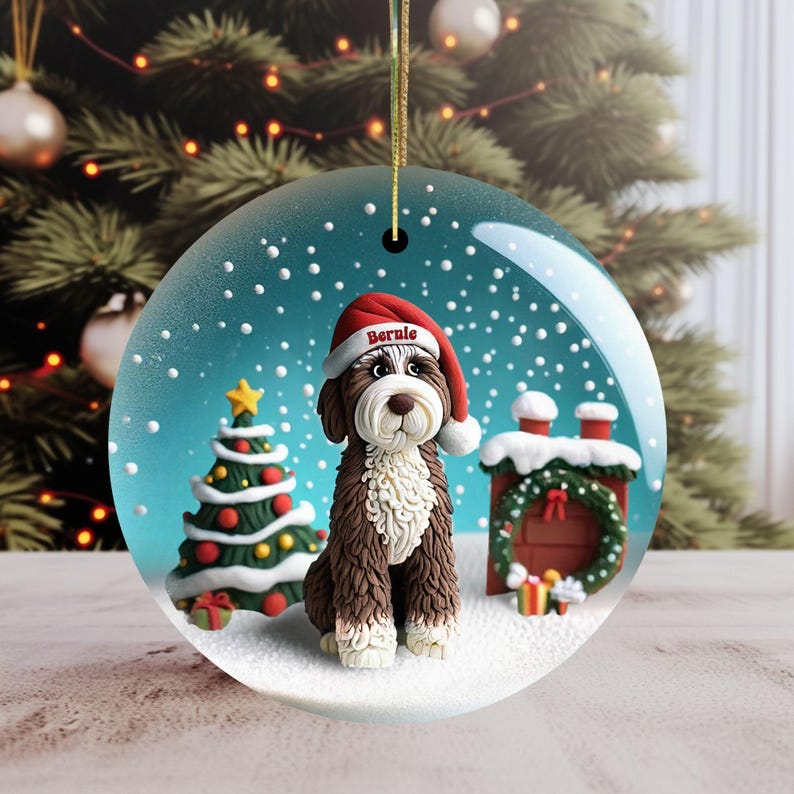 Adorable bernedoodle ornament, perfect doodle dog gift