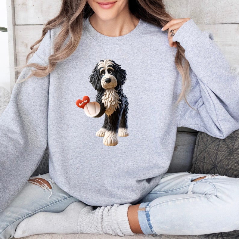 Bernedoodle mom sweatshirt,berndoodle mom, mom sweatshirt, valentine bernedoodle, valentine dog gift, dog sweatshirt, personalized dog sweatshirt,doodle mama, doodle fan, bernedoodle enthusiast gift.