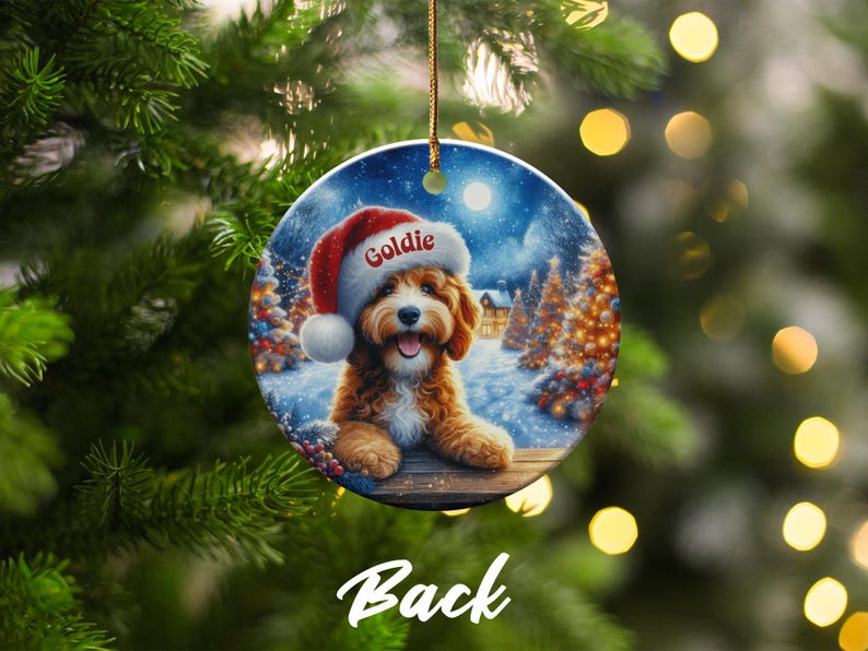 Custom Dog Christmas Ornament, Personalized Pet Holiday Decor, Cute Puppy Santa Hat Decoration, Perfect Xmas Gift for Pet Lovers