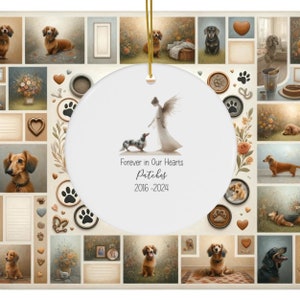 Personalized Dachshund Tribute Ornament, Doxie Watercolor Design, Custom Weiner Dog Memorial, Personalized Tribute Ornament,Dapple Loss Gift