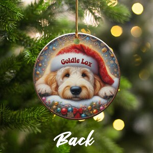 Santa Hat Dog, Goldendoodle Ornament | Sublimation Printed Decor | Personalized Pet Keepsake, Festive Holiday Gift image 9