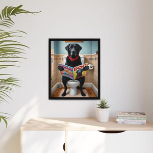 Funny Black Lab Canvas Print: Dog Magazine Bathroom Wall Art image 8
