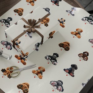 Papel de regalo con forma de patitas de perro / Papel para Goldendoodle y Bernedoodle imagen 1