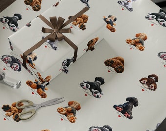 Cadeaupapier met doodle-voetjes | Goldendoodle & Bernedoodle papier