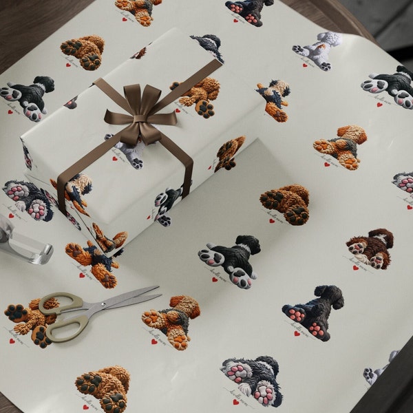 Doodle Feet Gift Wrap | Goldendoodle & Bernedoodle Paper