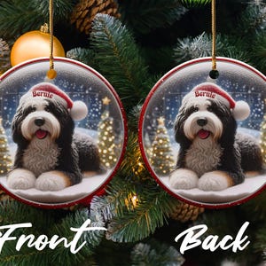 Christmas Dog Ornament, Cute Holiday Dog Decoration, Personalized Pet Christmas Ornament, Double Sided Dog Ornament