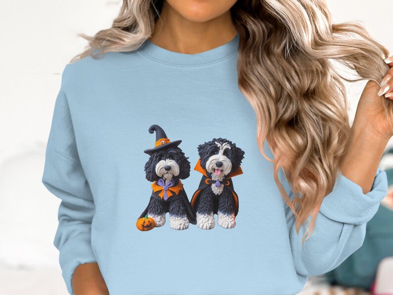 Bernedoodle Halloween Sweatshirt, Doodle Dog Costume, Pet Lover Gift image 5