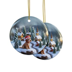 Personalized Dog Christmas Ornament, Cute Puppy Winter Scene Holiday Decoration, Custom Pet Memorial Keepsake, Dog Lover Xmas Gift