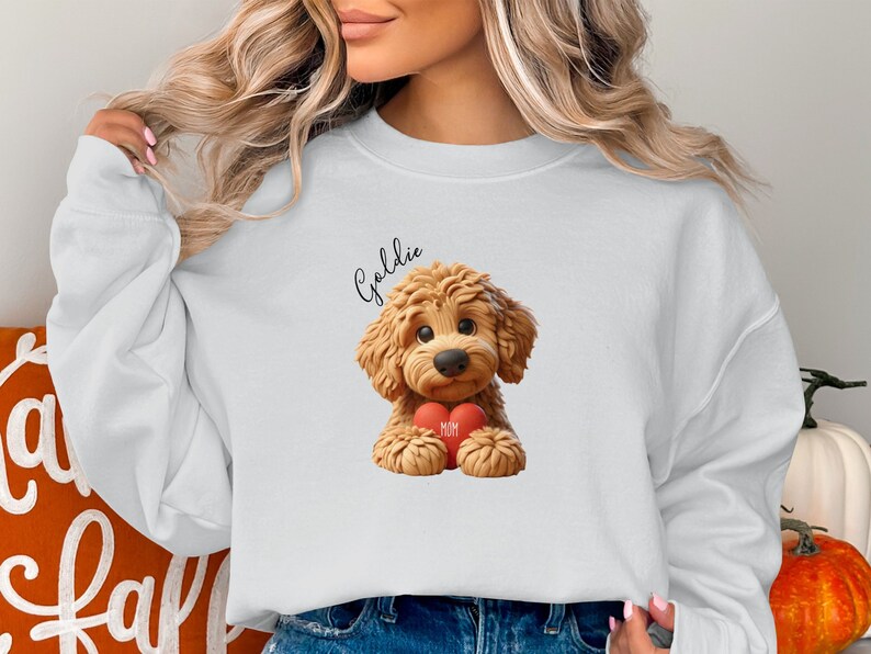 Personalized Goldendoodle Sweatshirt: Custom Doodle Dog Mom Gift image 3