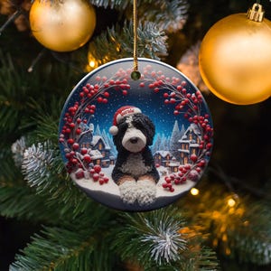 Dog Christmas Tree Ornament, Holiday Pet Decoration, Custom Puppy Ornament, Personalized Dog Keepsake, Pet Memorial, Festive Gift