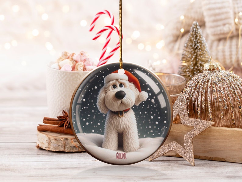 Bernedoodle Ornament, Personalized Custom Pet Keepsake | Ceramic | Double Sided Sublimation 2.76 Inch Gift image 7
