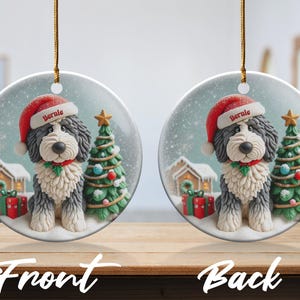 Custom Dog Ornament, Sheepadoodle Keepsake Shiny Flat | Sublimation | 3 Inch Ceramic Gift image 9