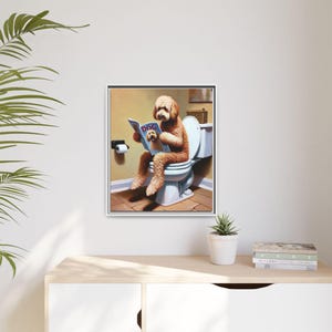 Funny Goldendoodle Toilet Canvas Art: Dog Lover Bathroom Decor image 10