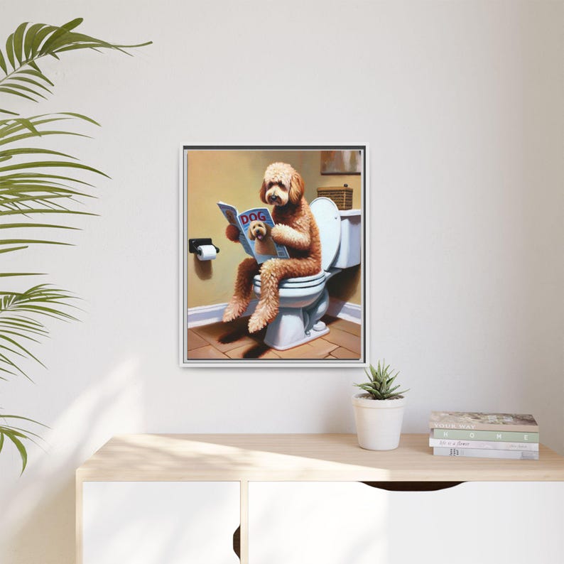 Funny Goldendoodle Toilet Canvas Art: Dog Lover Bathroom Decor image 10