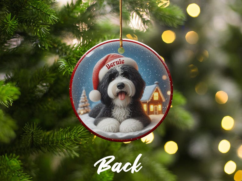Custom Christmas Dog Ornament, Personalized Pet Keepsake, Holiday Decor, Dog Lover Gift, Custom Pet Portrait, Festive Pet Ornament