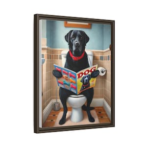 Funny Black Lab Canvas Print: Dog Magazine Bathroom Wall Art image 6