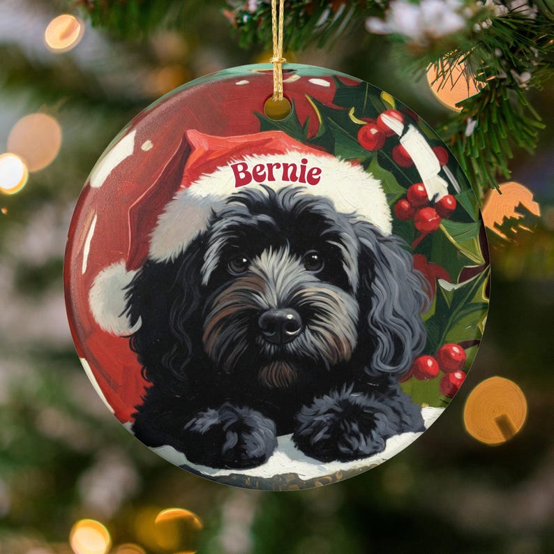 Christmas dog ornament, Cute holiday ornament, Personalized pet ornament, Custom pet gift, Holiday decoration, Festive pet decor