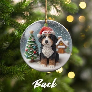 Bernedoodle Keepsake, Custom Name Ornament - Glossy Round Ceramic - Sublimation Printed Dog Lover Gift, Holiday Tree Decor image 8