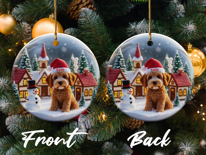 Christmas Dog Ornament, Cute Puppy Christmas Tree Decoration, Customizable Holiday Decor, Perfect Xmas Gift, Festive Tree Ornament