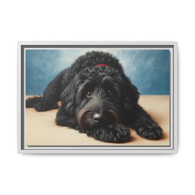 Black Doodle Dog Framed Canvas Art: Whimsical Home Decor image 10