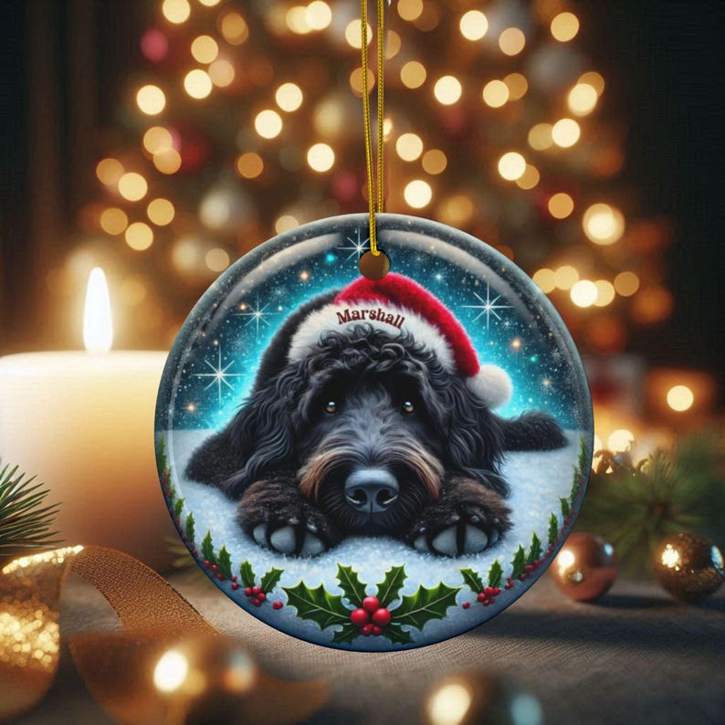 Personalized Black Doodle Dog Christmas Ornament - Festive Ceramic Decoration | Sublimation | 3 Inch Custom Pet Tree Keepsake image 18