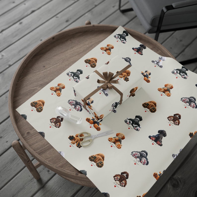 Papel de regalo con forma de patitas de perro / Papel para Goldendoodle y Bernedoodle imagen 3