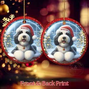 Custom Dog Ornament, Sheepadoodle Snow Globe Design (Sublimation, Ceramic) - Personalized Keepsake Gift, Holiday Tree Decor image 14