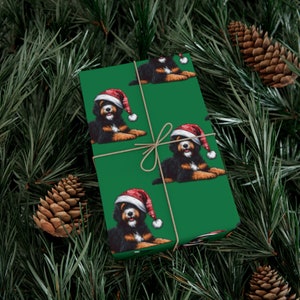 Bernedoodle Christmas Gift Wrap | Holiday Dog Wrapping Paper zdjęcie 9