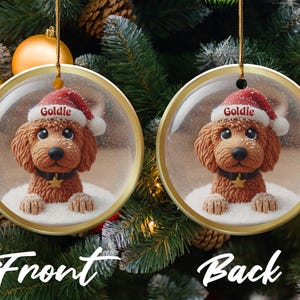 Cute Dog Christmas Tree Ornament, Personalized Pet Holiday Decor, Custom Dog Keepsake, Perfect Gift for Dog Lovers