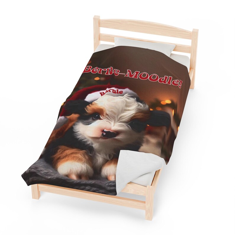 Cute Plush Blanket, Miniature Highland Cow Bernedoodle Funny Blanket