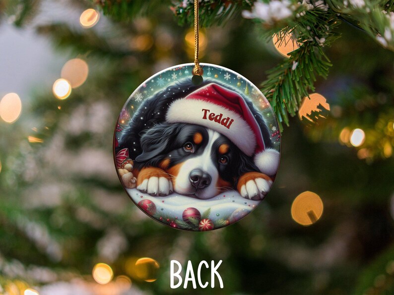 Bernese Mountain Dog Ornament, Custom Name Pet Keepsake | Double-Sided Ceramic | 3-Inch Sublimation Holiday Tree Decor immagine 10