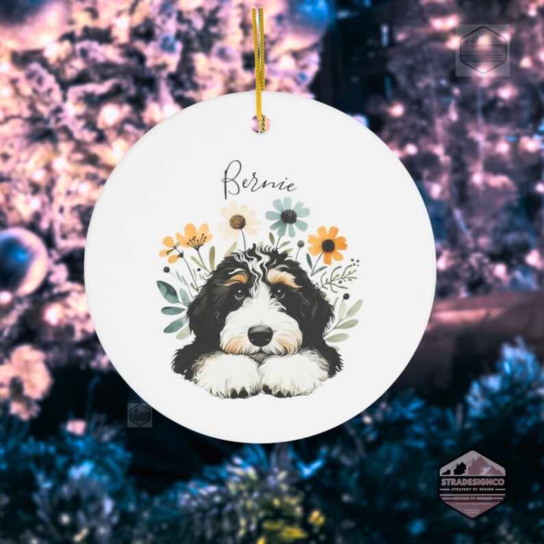 Personalized Bernedoodle Ornament With Your Dog's Name | You Own The Cutest Doodle, Now Own The Cutest Ornament | Celebrate Your Furball!