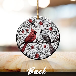 Cardinal Ceramic Ornament, Stained Glass Design image 9