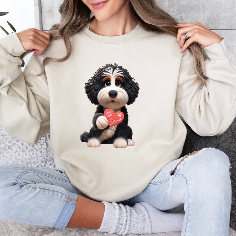 Bernedoodle mom sweatshirt,berndoodle mom, mom sweatshirt, valentine bernedoodle, valentine dog gift, dog sweatshirt, personalized dog sweatshirt,doodle mama, doodle fan, bernedoodle enthusiast gift.