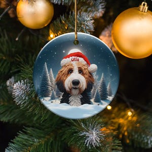 Personalized Dog Christmas Ornament, Custom Pet Holiday Decoration, Cute Puppy Xmas Tree Hanging, Unique Pet Lover Gift, Festive Decor