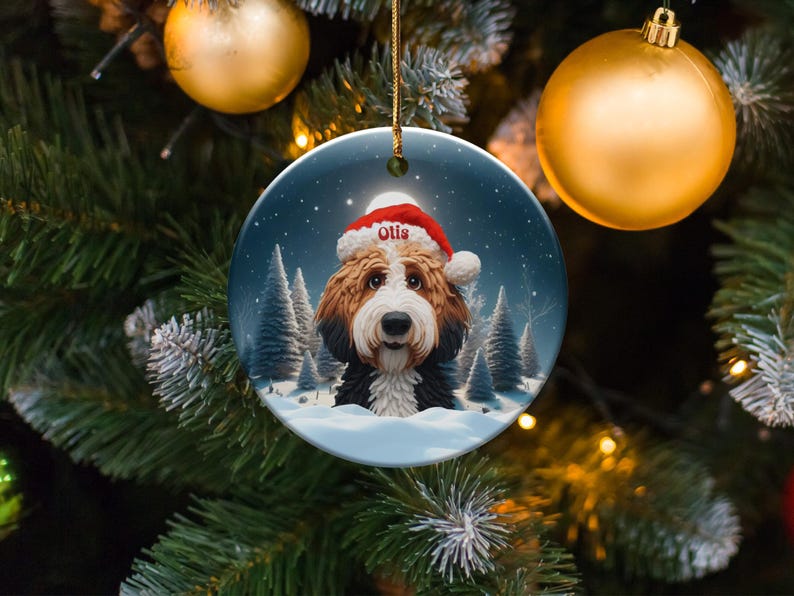 Personalized Dog Christmas Ornament, Custom Pet Holiday Decoration, Cute Puppy Xmas Tree Hanging, Unique Pet Lover Gift, Festive Decor